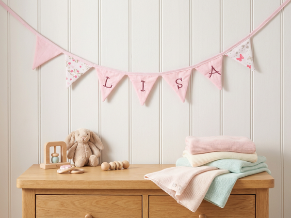 Wimpelkette mit Vollstick Buchstaben - ITH-Stickdatei